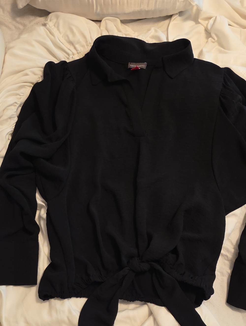 Vince Camuto Black Blouse with Label Detail